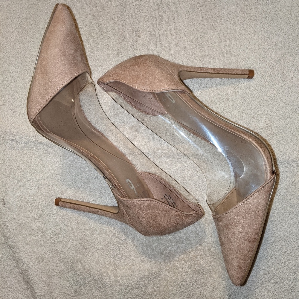 Tan Mix No. 6 Tan/Clear Stiletto Heels 7-7.5